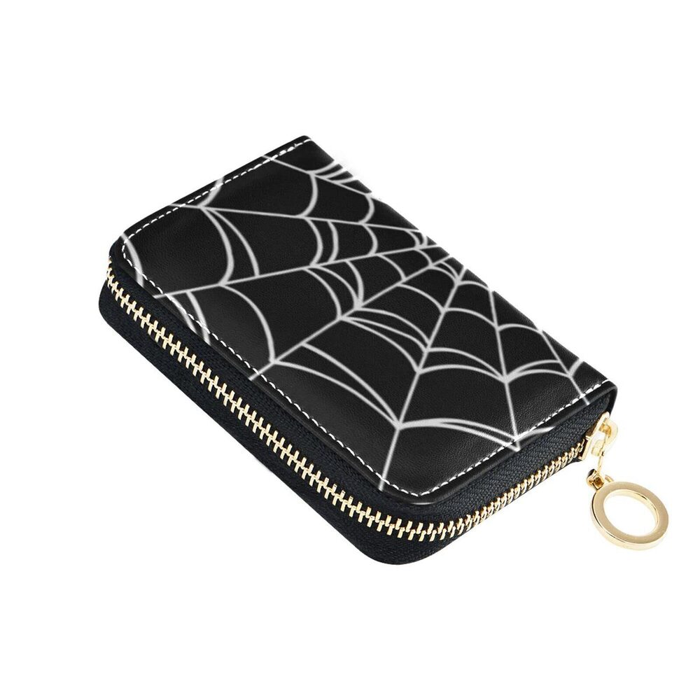 9139 Spider Web RFID Credit Card Holder Wallets Accordion Leather Zipper
